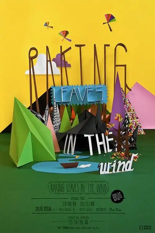 伪3d立体风格的创意平面海报设计作品,所有的元素都有一定的层次感