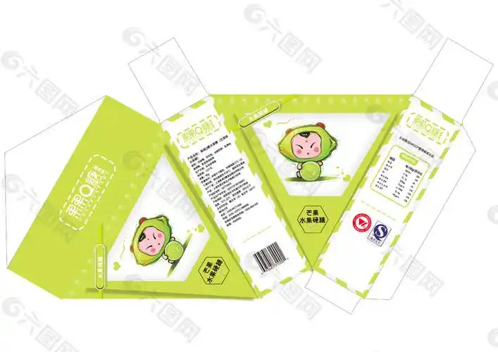 芒果味糖果包装设计展开图