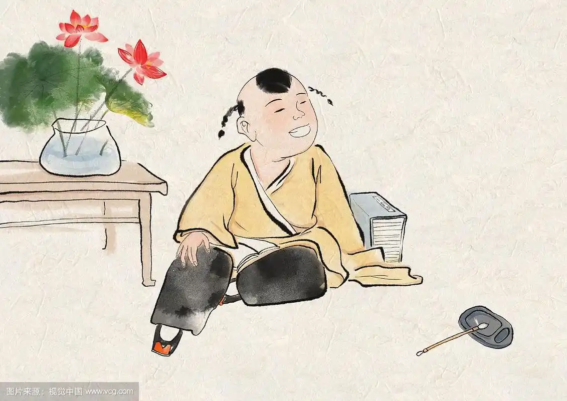 古典水墨插画儿童古代诗词人物