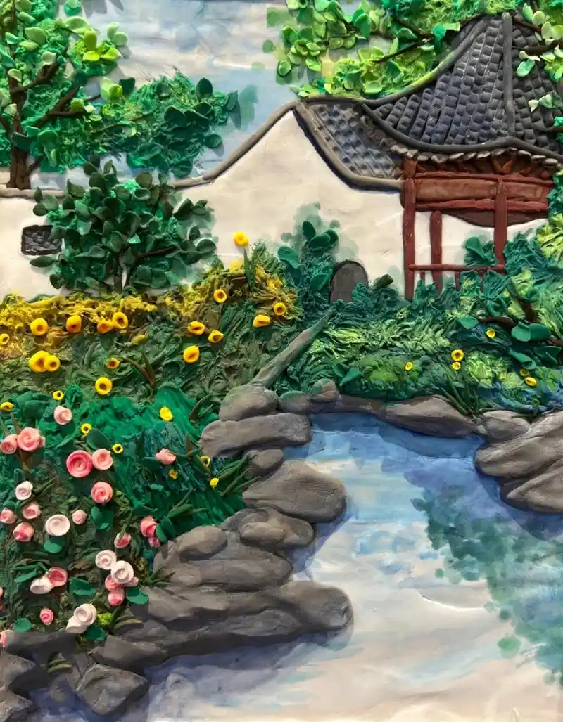 粘土画7915风景 烟雨入江南 山水如墨染91