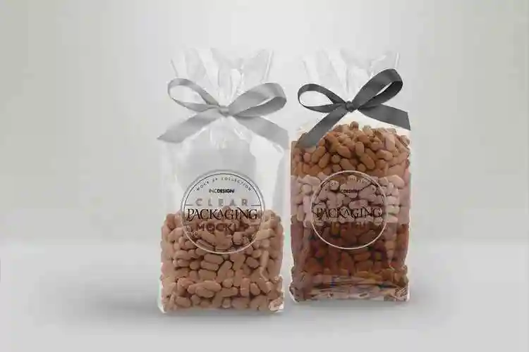 透明糖果袋与丝带包装袋子设计样机nosedropsmockup3