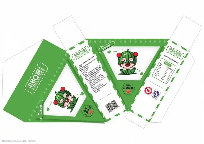 西瓜味糖果包装设计展开图