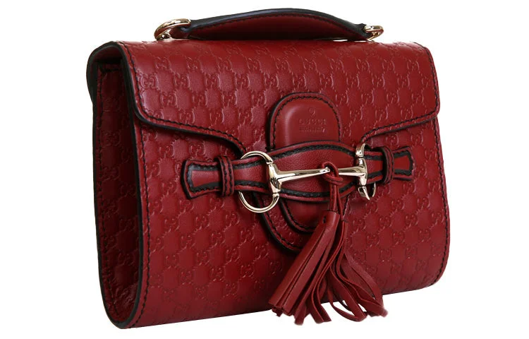 Women Gucci crossbody bags with a keychain holderWomen Gucci crossbody bags with a keychain holderGUCCI Leather Old Flower Logo Embossing Horsebit Chain Single-Shoulder Bag Small Red 449636-BMJ1G-6420