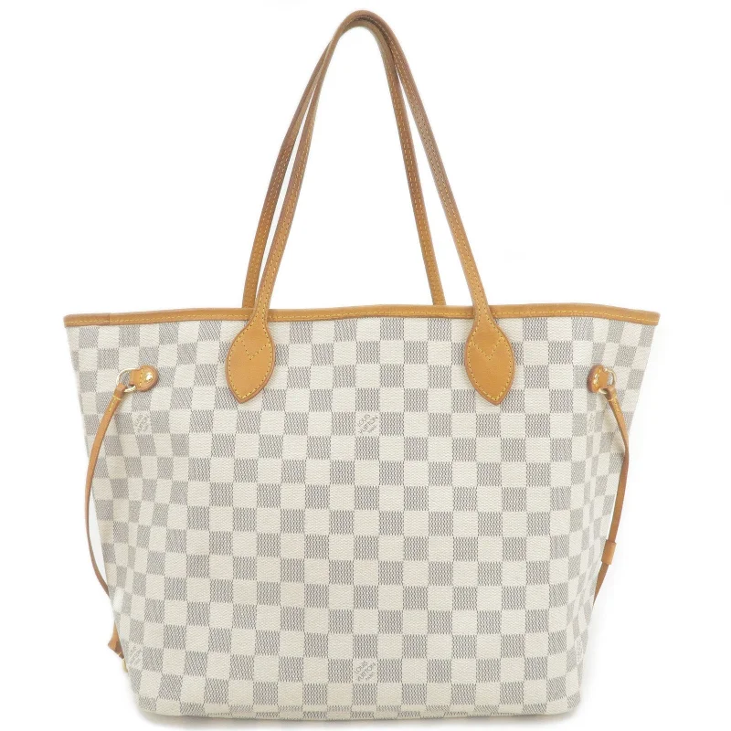 Louis Vuitton bags with a zippered interior pocket for better organizationLouis Vuitton Damier Azur Neverfull MM Tote Bag Hand Bag N51107