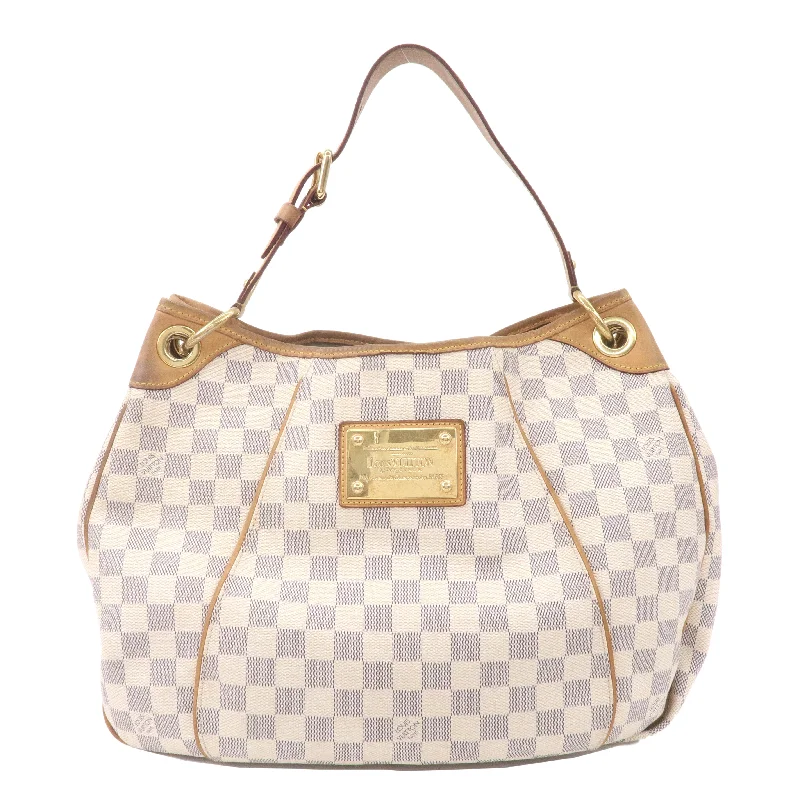 Louis Vuitton bags with a chain - link trim and a leather body for a modern edgeLouis Vuitton Damier Azur Galliera PM Shoulder Bag N55215