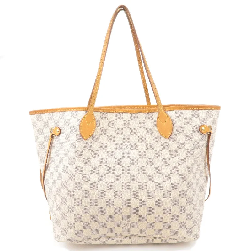 Ladies Louis Vuitton handbags with a detachable coin purse insideLouis Vuitton Damier Azur Neverfull MM Tote Bag N51107