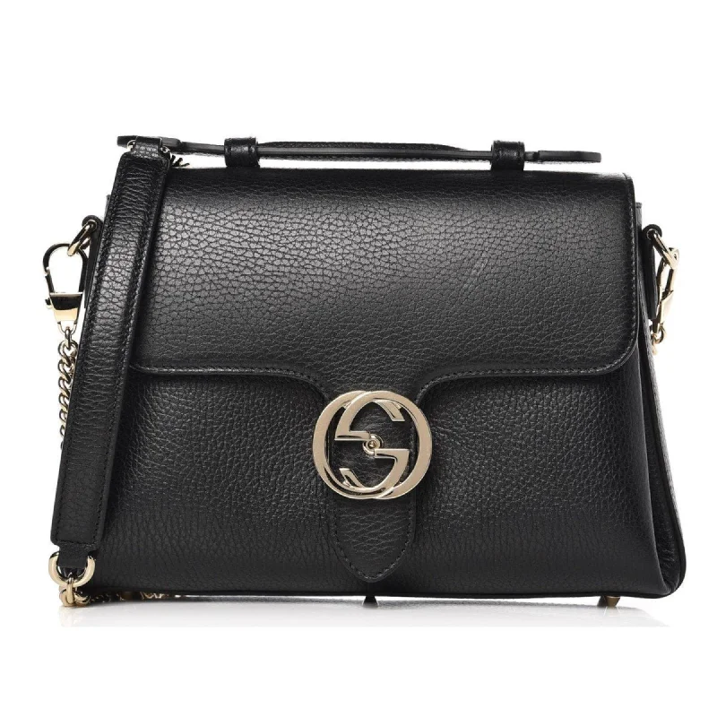 Gucci handbags for women with a back - zip pocketGucci handbags for women with a back - zip pocketGucci Interlocking G Black Calf Leather Chain Crossbody Bag