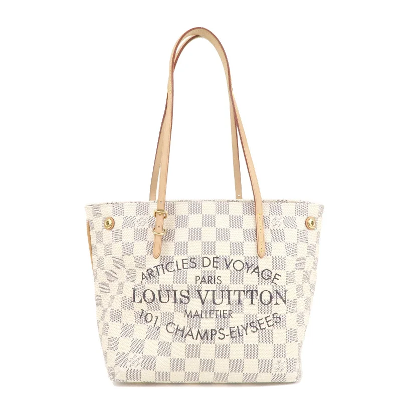 Louis Vuitton bags with a chain - link trim and a leather body for a modern edgeLouis Vuitton Damier Azur Cabas PM Tote Bag Shoulder Bag N41378