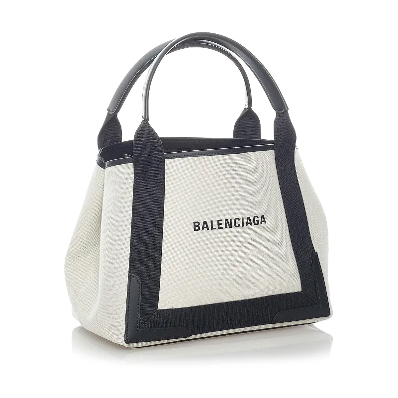 	Balenciaga XS Small bag with patent - leather finishBalenciaga Navy Cabas S Canvas Tote Bag (SHG-32033)