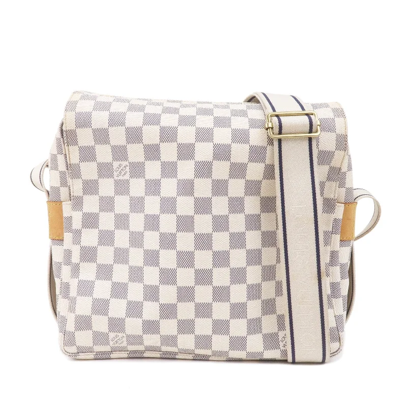 Louis Vuitton bags with a snap - button closure and a decorative charm for styleLouis Vuitton Damier Azur Naviglio Shoulder Bag N51189