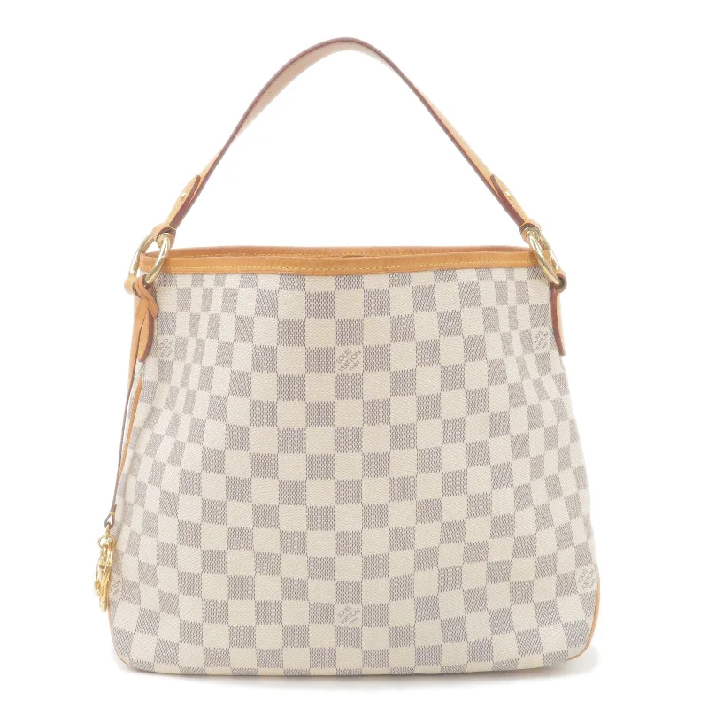 Louis Vuitton bags with a front - zip pocket for small items like keysLouis Vuitton Damier Azur Delightful PM Shoulder Bag N41606