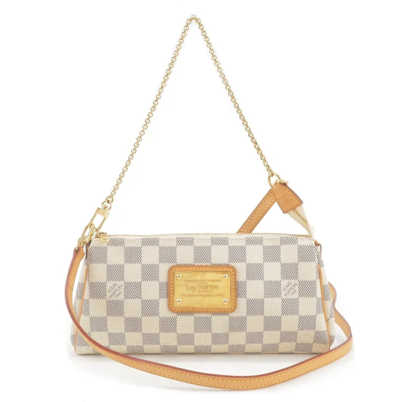 Louis Vuitton handbags with a beaded trim for a touch of glamourLouis Vuitton Damier Azur Eva 2Way Hand Bag Shoulder Bag N55214