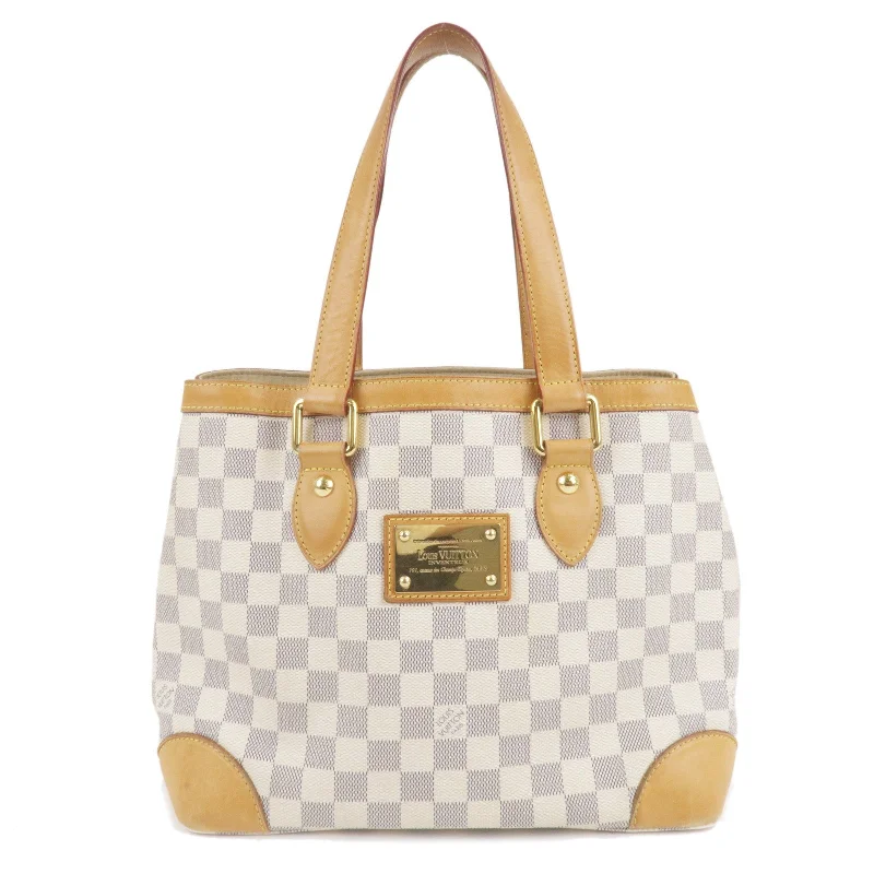 Louis Vuitton bags with a zippered interior pocket for better organizationLouis Vuitton Damier Azur Hampstead PM Hand Bag Ivory N51207