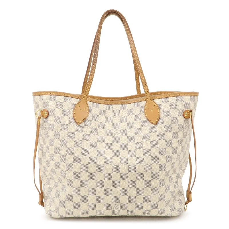 Louis Vuitton tote bags with a water - resistant coating for outdoor useLouis Vuitton Damier Azur Neverfull MM Tote Bag N51107