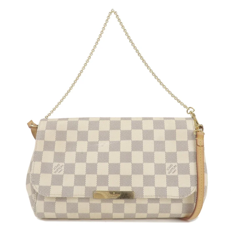 Louis Vuitton bags with a magnetic snap closure for easy accessLouis Vuitton Damier Azur Favorite MM 2Way Hand Bag N41275