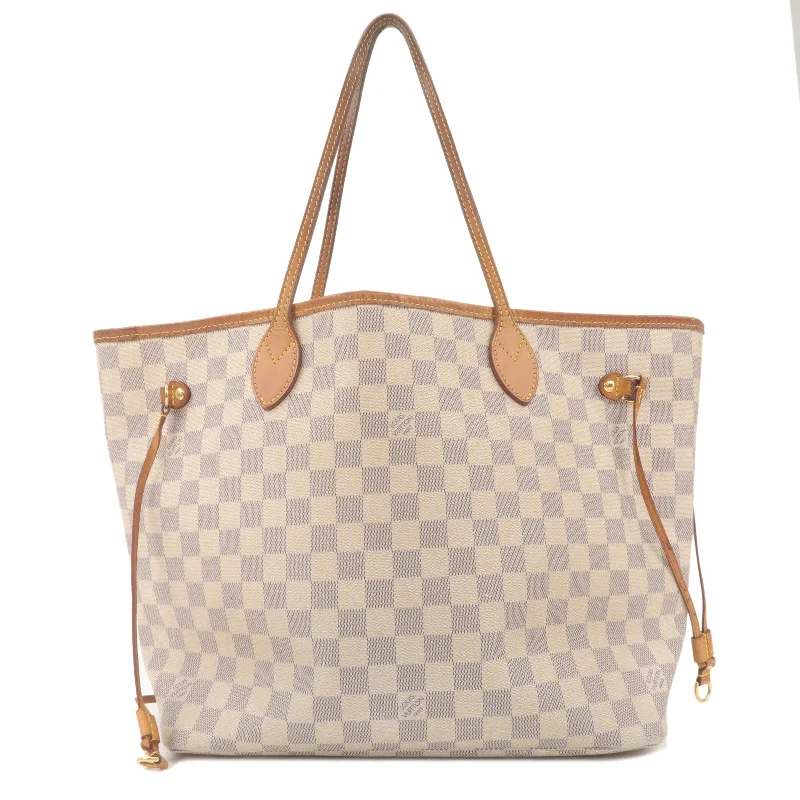 Louis Vuitton bags with a zip - around closure for enhanced securityLouis Vuitton Damier Azur Neverfull MM Tote Bag Hand Bag N51107