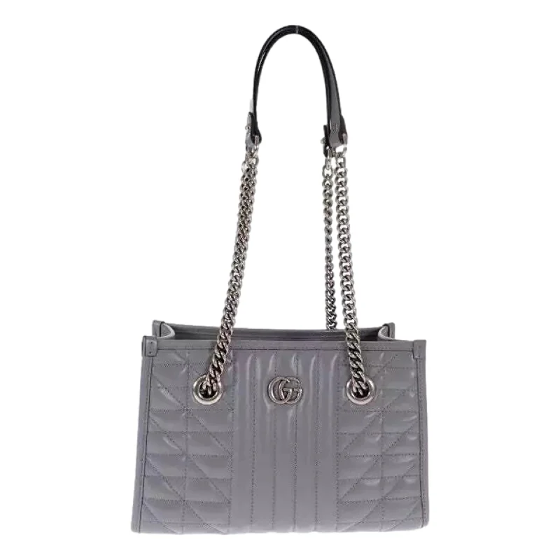 Gucci handbags for women with a metal - framed claspGucci handbags for women with a metal - framed claspGucci GG Marmont Silver Medium Chain Shoulder Tote Bag Gray Leather