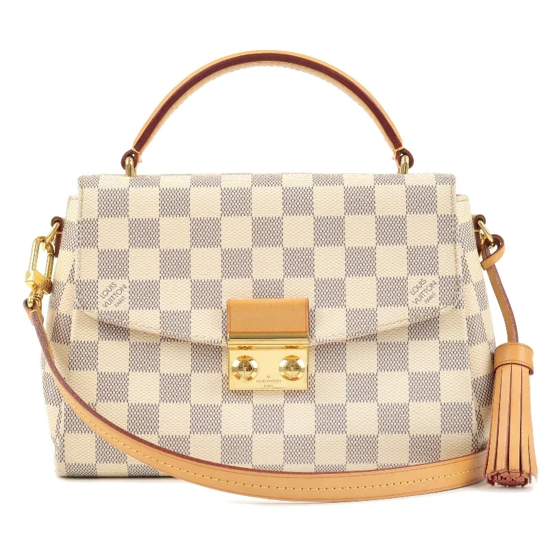 Louis Vuitton handbags with a patent - leather finish for a shiny lookLouis Vuitton Damier Azur Croisette 2Way Bag Hand Bag N41581