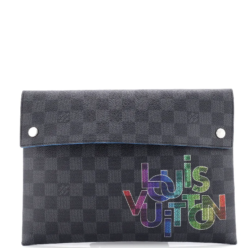 Pochette Alpha Triple Limited Edition Interlinked Logo Damier Graphite