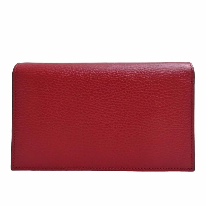 Women Gucci bags with a front - zip pocket for small itemsWomen Gucci bags with a front - zip pocket for small itemsGUCCI Interlocking G Leather Chain Shoulder Long Wallet 510314 Red Women's