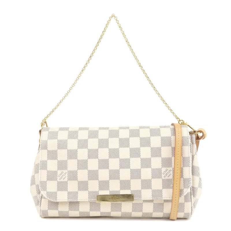 Ladies Louis Vuitton shoulder bags with a single - handle silhouetteLouis Vuitton Damier Azur Favorite MM 2Way Shoulder Bag N41275