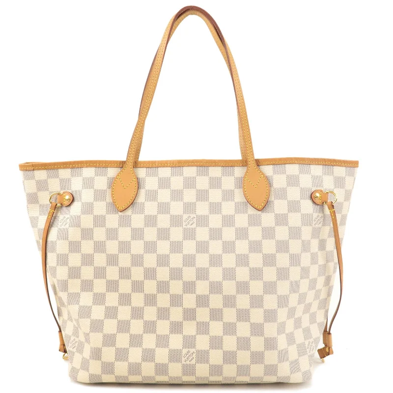 Louis Vuitton tote bags with a double - handle and shoulder - strap optionLouis Vuitton Damier Azur Neverfull MM Rose Ballerine N41605