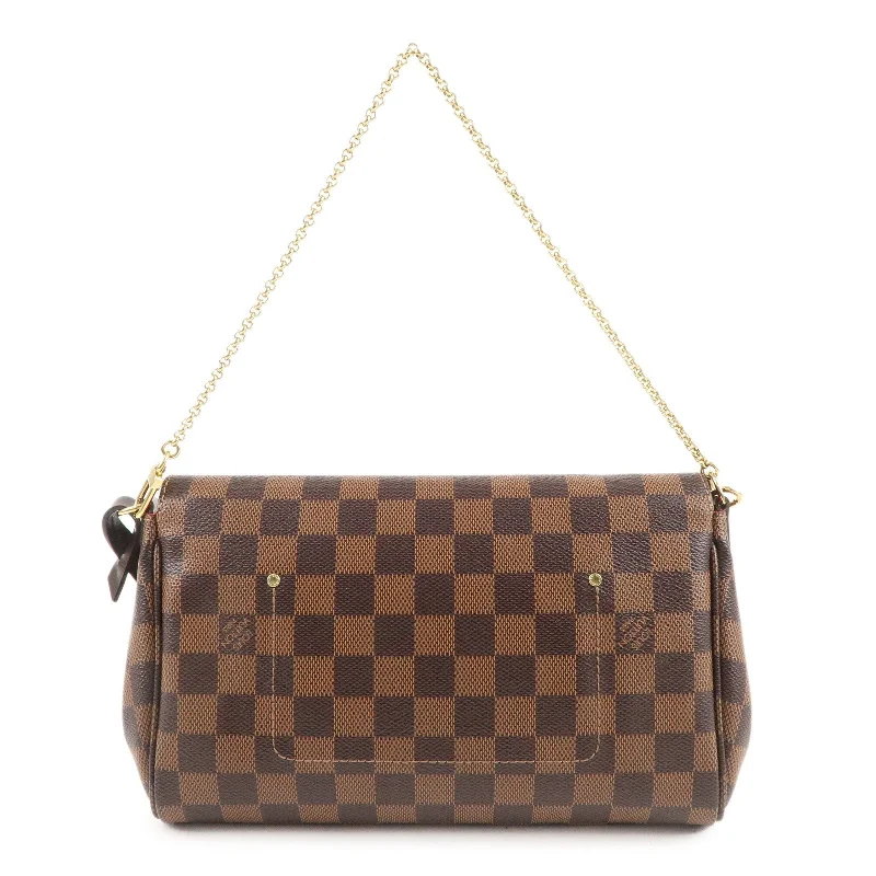 Louis Vuitton handbags with a patent - leather finish for a shiny lookLouis Vuitton Damier Ebene Favorite MM 2Way Shoulder Bag N41129