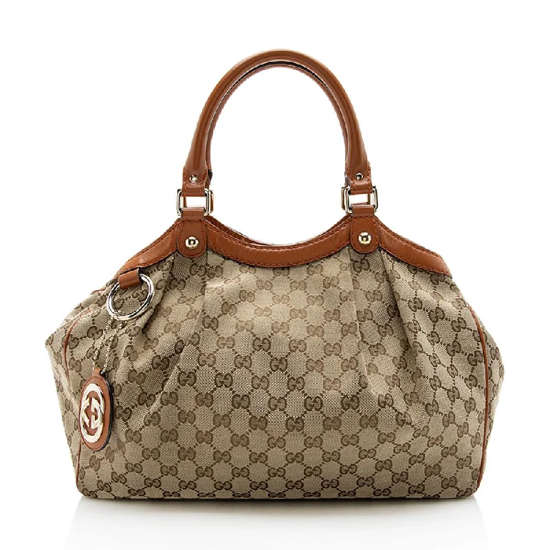 Gucci tote bags for women with a double - handle designGucci tote bags for women with a double - handle designGucci GG Canvas Sukey Medium Tote - FINAL SALE (SHF-14353)