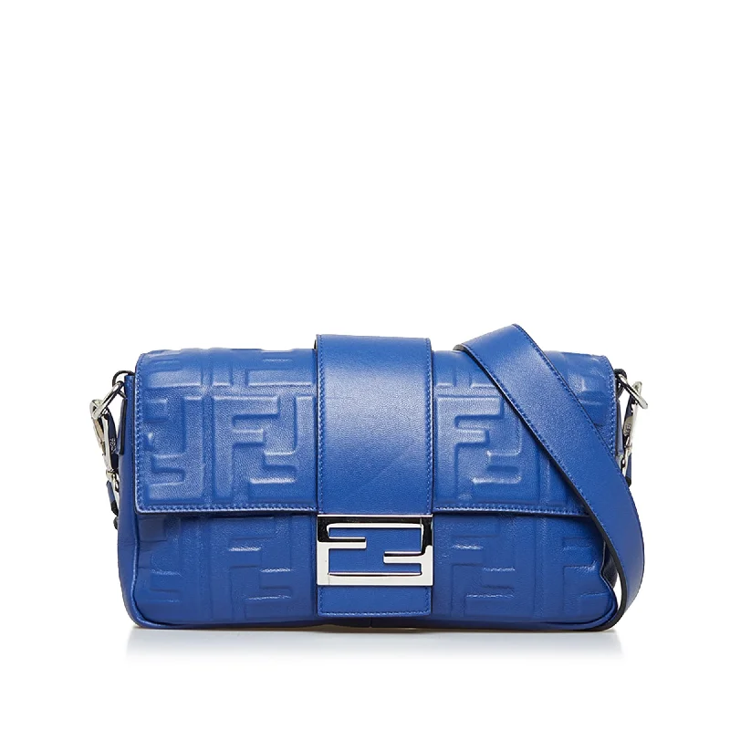 Balenciaga First medium size with gold - tone hardware accentsWhiteBalenciaga Arena large size with zipper - pocket compartmentsBlue Fendi FF Embossed Baguette Satchel