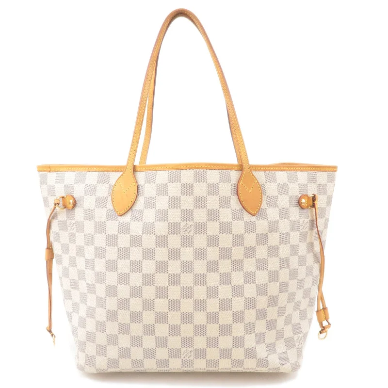 Louis Vuitton backpacks with a padded back panel for comfort during long - wearLouis Vuitton Damier Azur Neverfull MM Tote Bag N51107