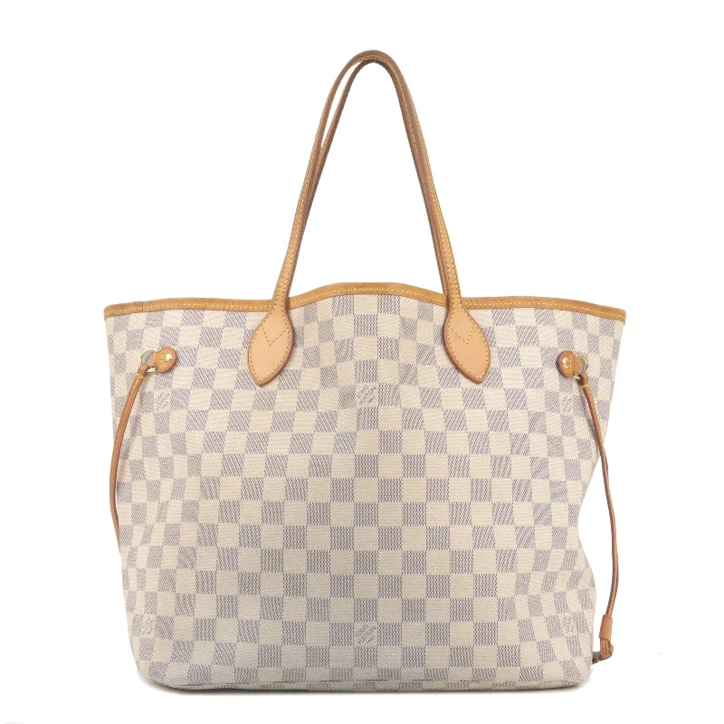 Ladies Louis Vuitton handbags with a detachable coin purse insideLouis Vuitton Damier Azur Neverfull MM Tote Bag Hand Bag N51107