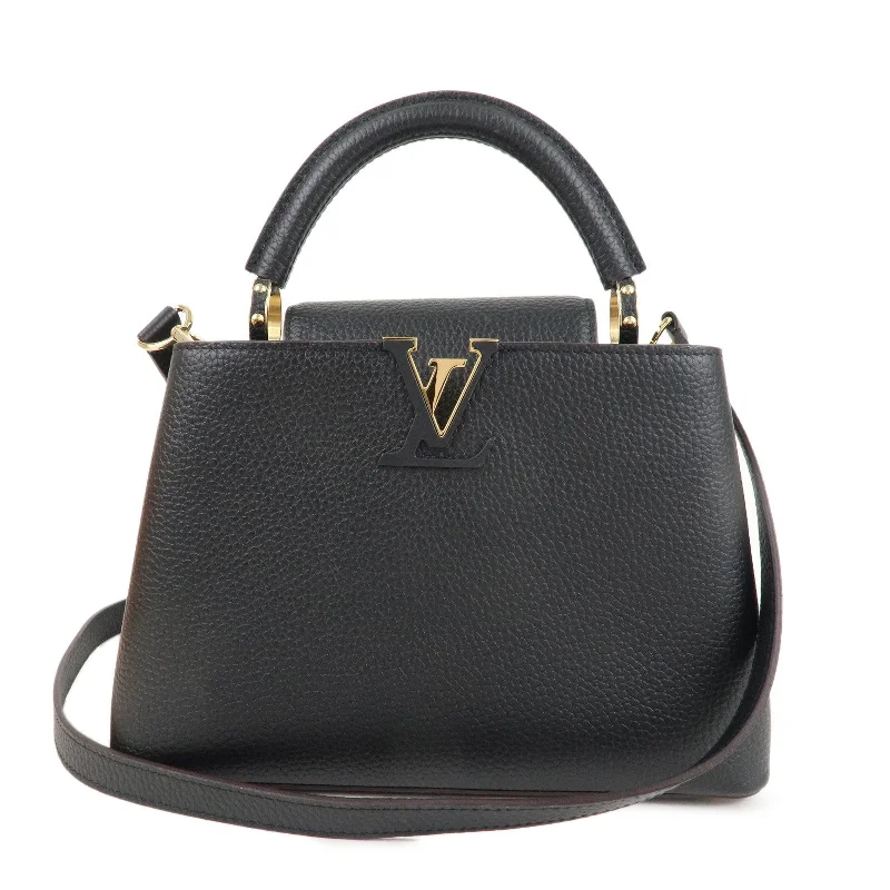 Louis Vuitton bags with a chain - link trim and a leather body for a modern edgeLouis Vuitton Capucines BB Leather 2Way Shoulder Bag Noir M94755