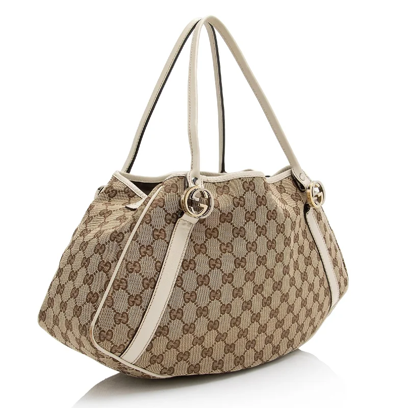 Ladies Gucci shoulder bags with a single - handle designLadies Gucci shoulder bags with a single - handle designGucci GG Canvas Twins Medium Tote (SHF-23269)