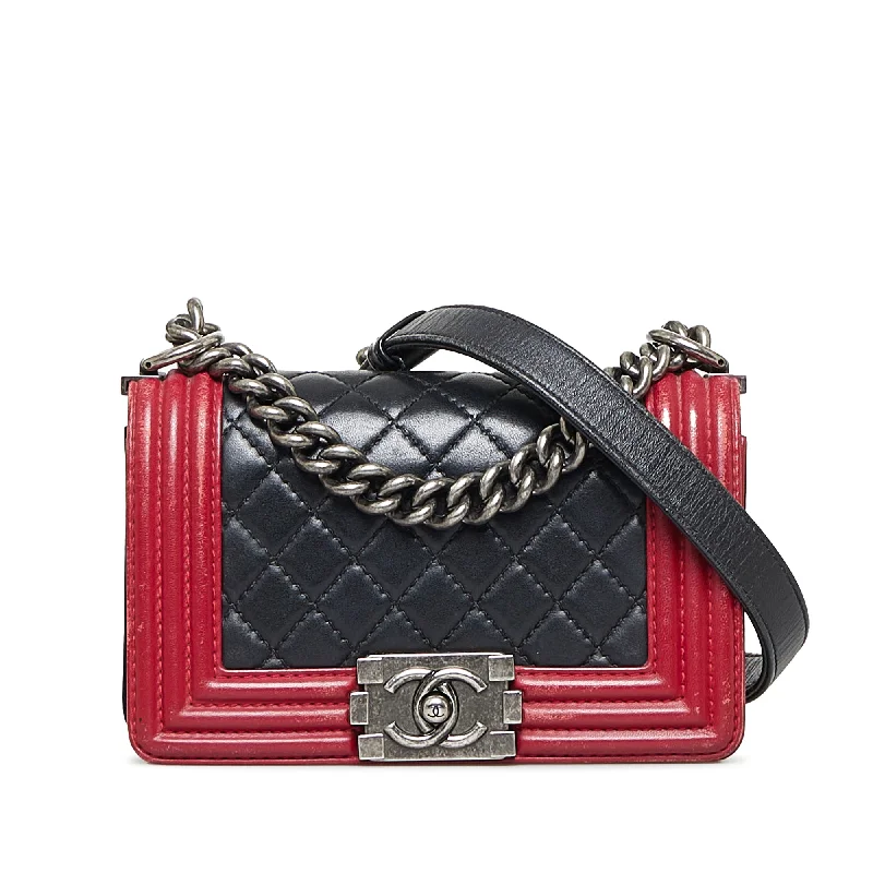 	Balenciaga City bag with silver - tone rivetsBlack Chanel Small Bicolor Boy Shoulder Bag