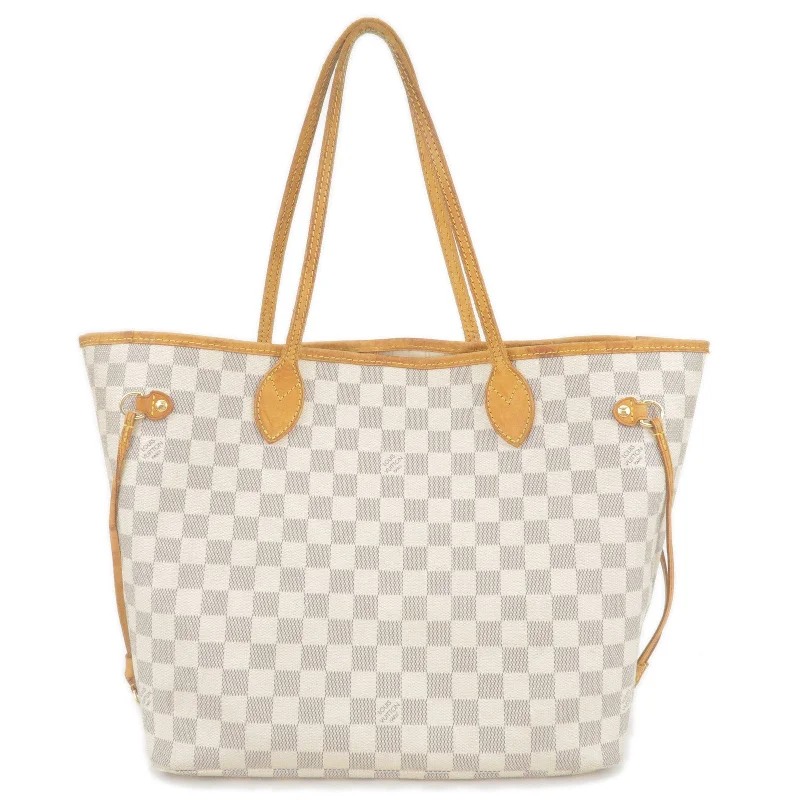 Louis Vuitton backpacks with a padded back panel for comfort during long - wearLouis Vuitton Damier Azur Neverfull MM Tote Bag N51107