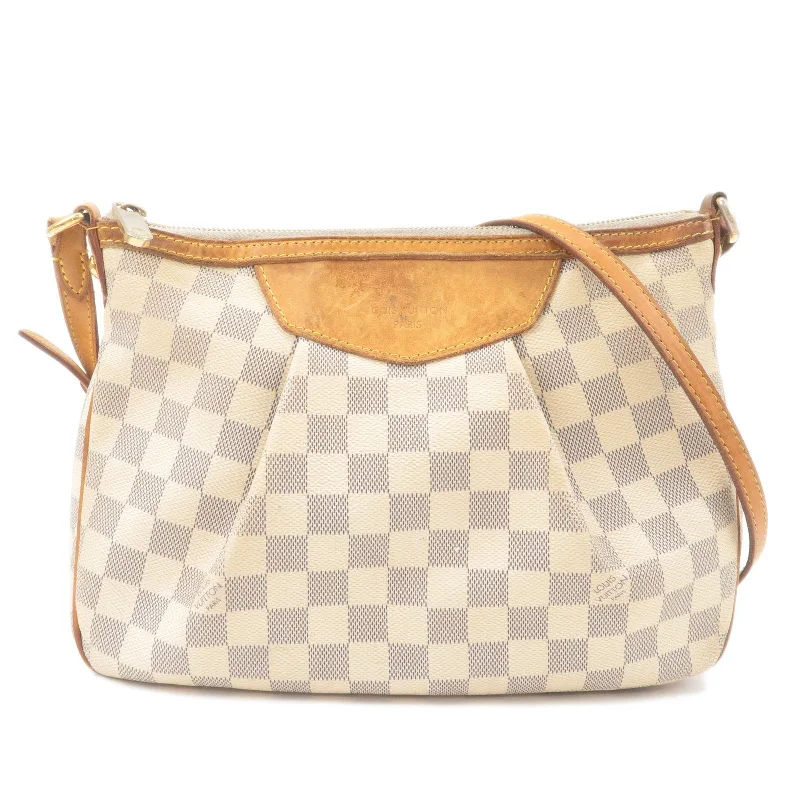 Medium - sized Louis Vuitton tote bags for work and shoppingLouis Vuitton Damier Azur Siracusa PM Shoulder Bag N41113