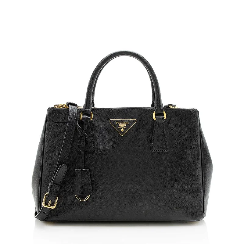 Prada tote bags with a water - resistant coating for outdoor activitiesPrada Saffiano Lux Leather Double-Zip Small Tote (SHF-12481)