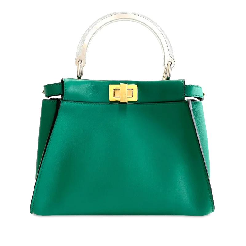 	Balenciaga Hourglass small size with silver - tone lockGreen Fendi Mini Peekaboo Iconic Satchel