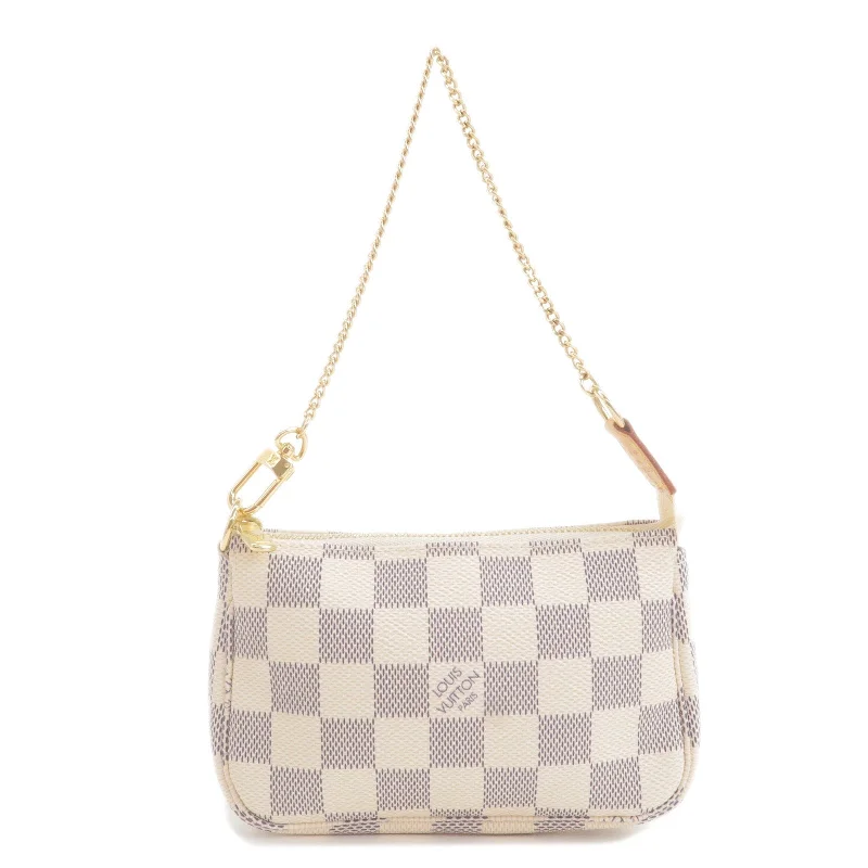 Louis Vuitton bags with a magnetic snap closure for easy accessLouis Vuitton Damier Azur Mini Pochette Accessoires Pouch N58010