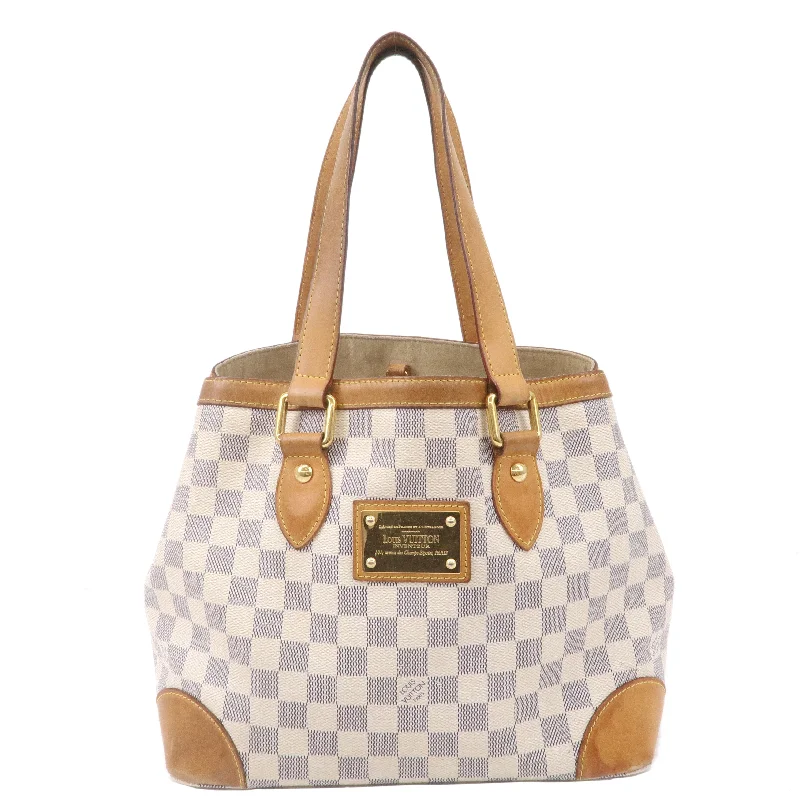 Louis Vuitton backpacks with a padded back panel for comfort during long - wearLouis Vuitton Damier Azur Hampstead PM Hand Bag Ivory N51207