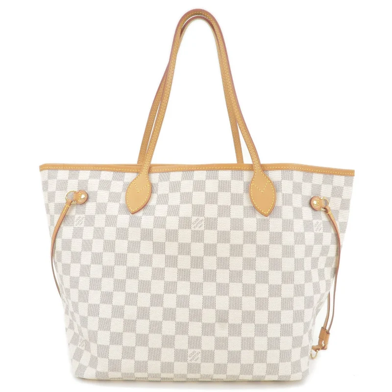 Louis Vuitton tote bags with a double - handle and shoulder - strap optionLouis Vuitton Damier Azur Neverfull MM Tote Bag Hand Bag N51107