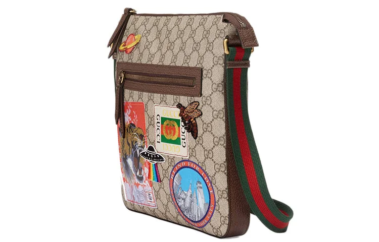 Ladies Gucci shoulder bags with a magnetic - closure flapLadies Gucci shoulder bags with a magnetic - closure flapGUCCI Tiger Head Embroidered Stripe Webbing Canvas Shoulder Messenger Bag / Multicolor Unisex 406408-K9RNT-8967