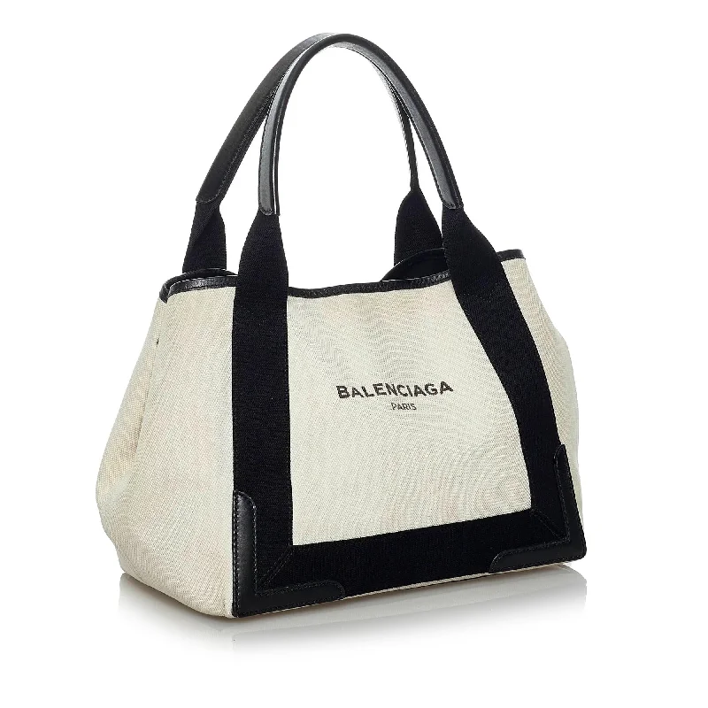 	Balenciaga City bag with antique - style brass zippersBalenciaga Navy Cabas Canvas Handbag (SHG-33816)