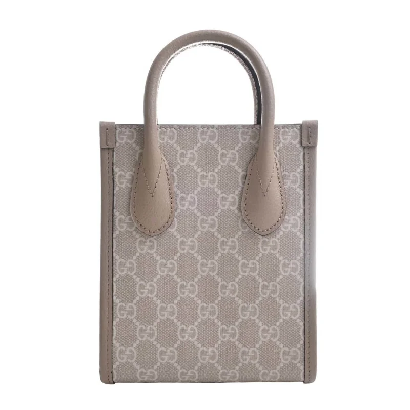 Ladies Gucci shoulder bags with a single - handle designLadies Gucci shoulder bags with a single - handle designGUCCI Interlocking G GG Supreme Leather Tote Bag Shoulder 671623 Beige/White Women's