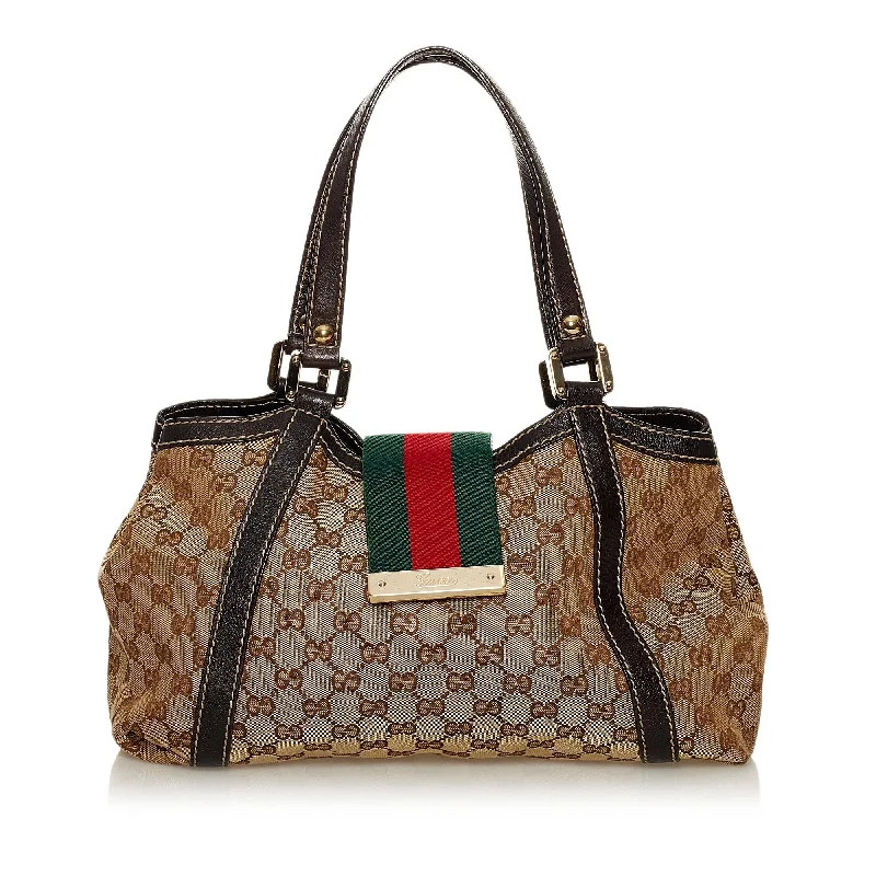 Women Gucci crossbody bags with a woven leather strapWomen Gucci crossbody bags with a woven leather strapGucci GG Canvas New Ladies Web Tote Bag