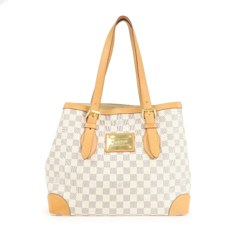 Louis Vuitton bags with a zip - around closure for enhanced securityLouis Vuitton Damier Azur Hampstead MM Canvas Hand Bag N51206