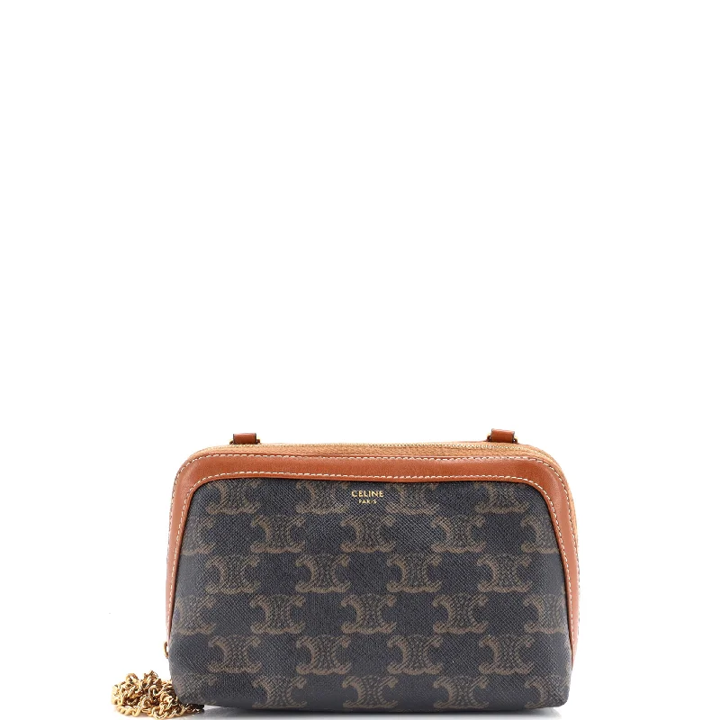 Zip Around Chain Clutch Triomphe Coated Canvas