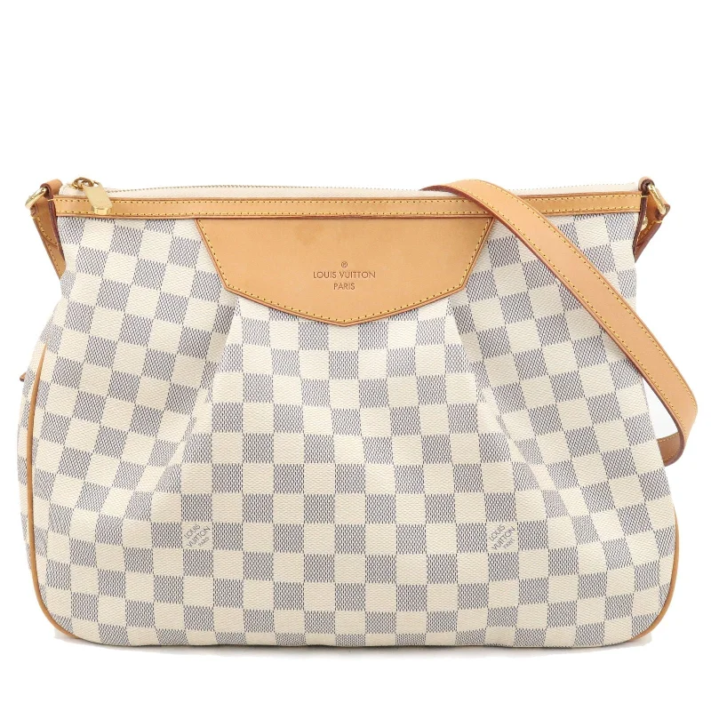 Louis Vuitton bags with a front - flap pocket for quick - access itemsLouis Vuitton Damier Azur Siracusa MM Shoulder Bag N41112