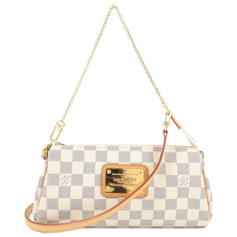 Louis Vuitton bags with a detachable mirror inside for on - the - go touch - upsLouis Vuitton Damier Azur Eva 2 Way Bag Shoulder Bag N55214