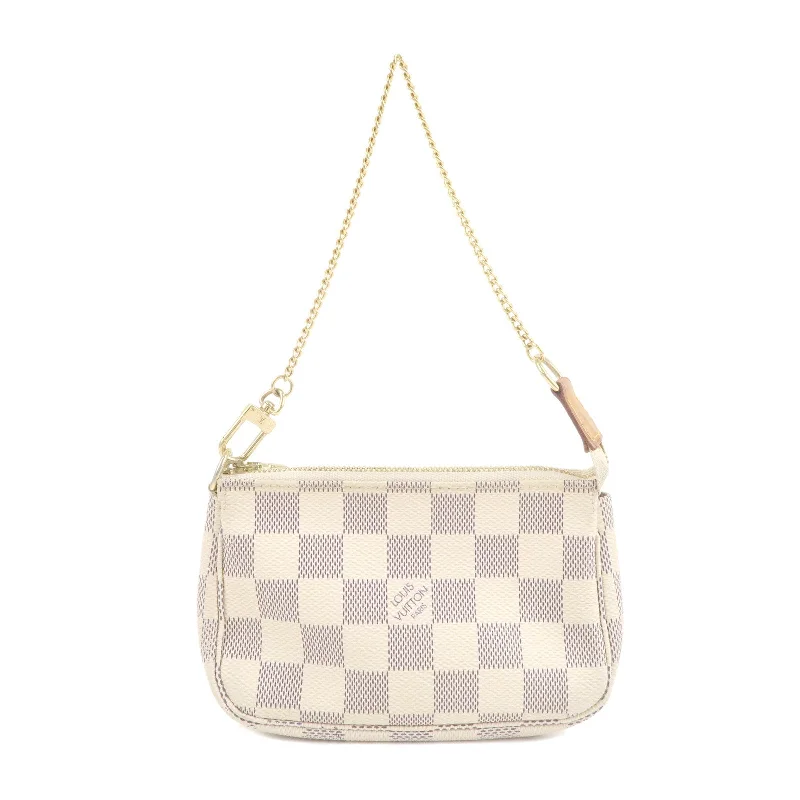 Louis Vuitton bags with a detachable mobile phone holder for convenienceLouis Vuitton Damier Azur Mini Pochette Accessoires Pouch N58010